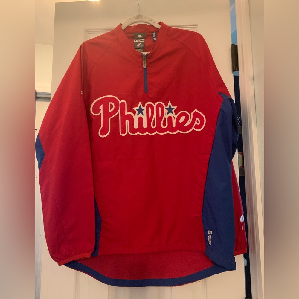 Majestic Authentic Small Philadelphia Phillies MLB 1/4 Zip Pullover Jacket Y2K